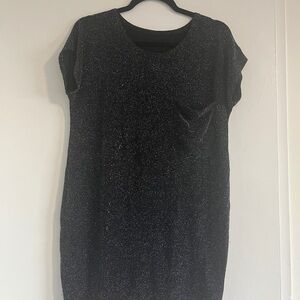 Black Sparkly Short Sleeve Dress